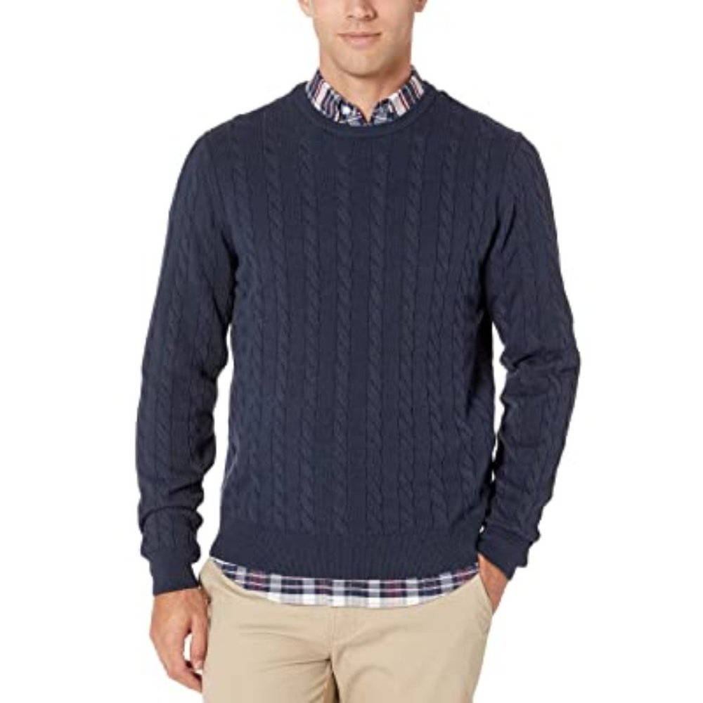 Amazon Essentials Crewneck Cable Cotton Sweater